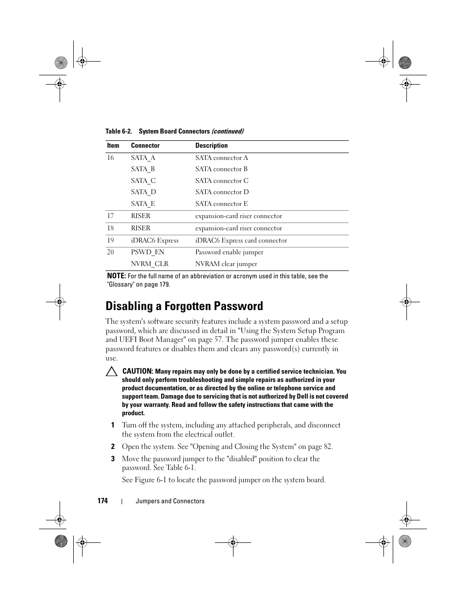Disabling a forgotten password | Dell PowerVault NX300 User Manual | Page 172 / 192
