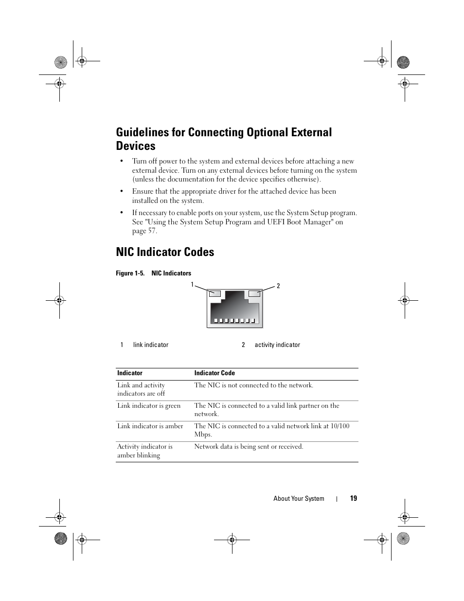 Nic indicator codes | Dell PowerVault NX300 User Manual | Page 19 / 192