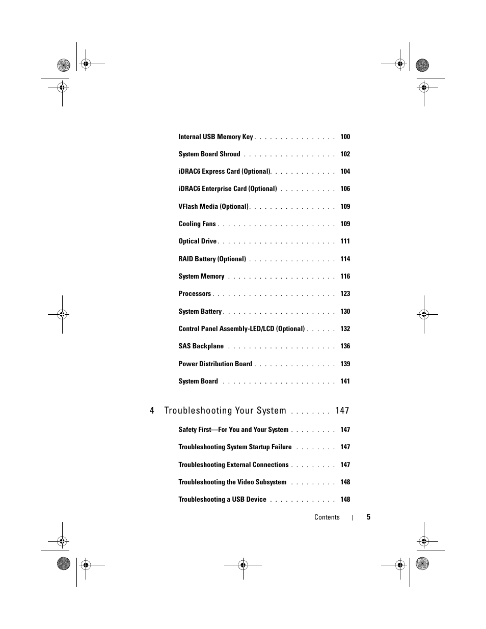4troubleshooting your system | Dell PowerVault NX300 User Manual | Page 5 / 192