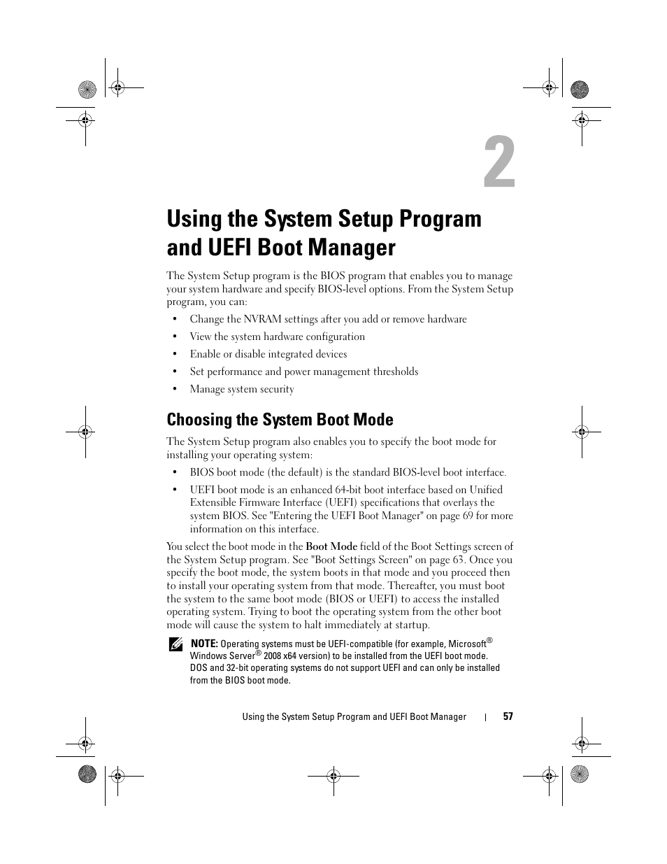 Choosing the system boot mode | Dell PowerVault NX300 User Manual | Page 57 / 192