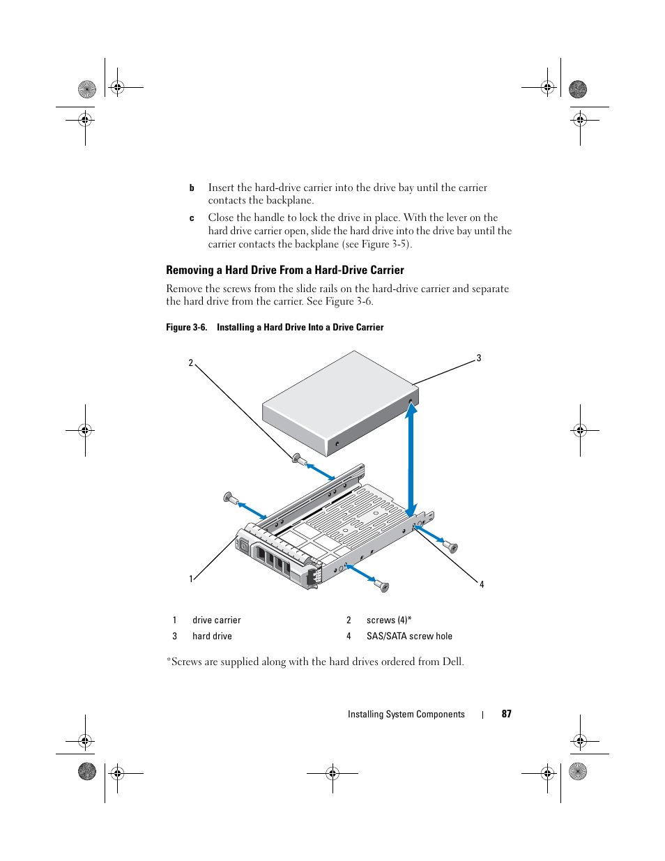 Removing a hard drive from a hard-drive carrier | Dell PowerVault NX300 User Manual | Page 87 / 192