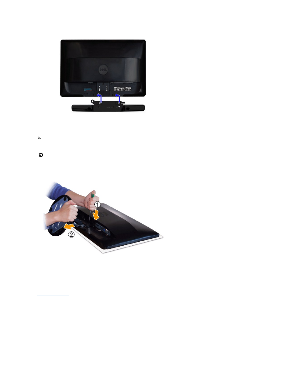 Removing the monitor stand | Dell ST2220 Monitor User Manual | Page 25 / 29