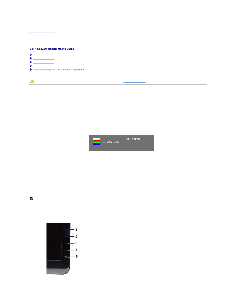 Solving problems, Self-test, Built-in diagnostics | Dell ST2220 Monitor User Manual | Page 26 / 29