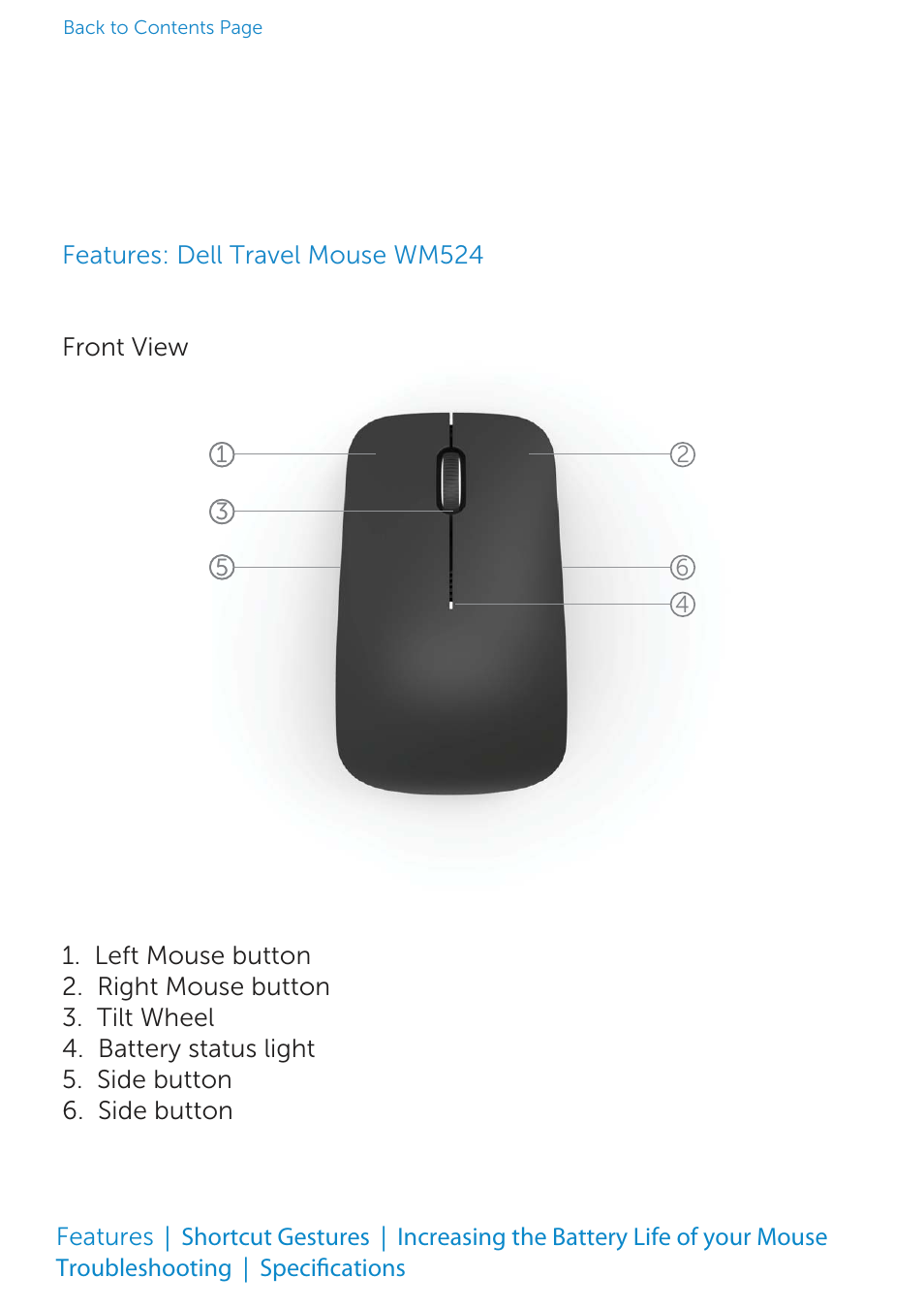 Features: dell travel mouse wm524, Features | Dell Travel Mouse WM524 User Manual | Page 10 / 20