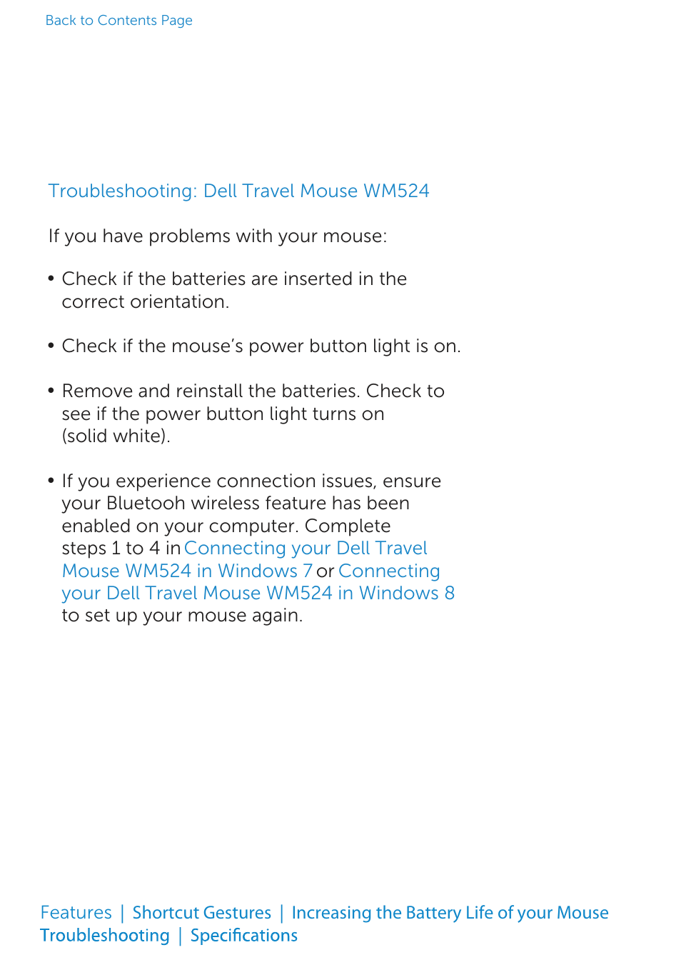 Troubleshooting: dell travel mouse wm524, Troubleshooting | Dell Travel Mouse WM524 User Manual | Page 14 / 20