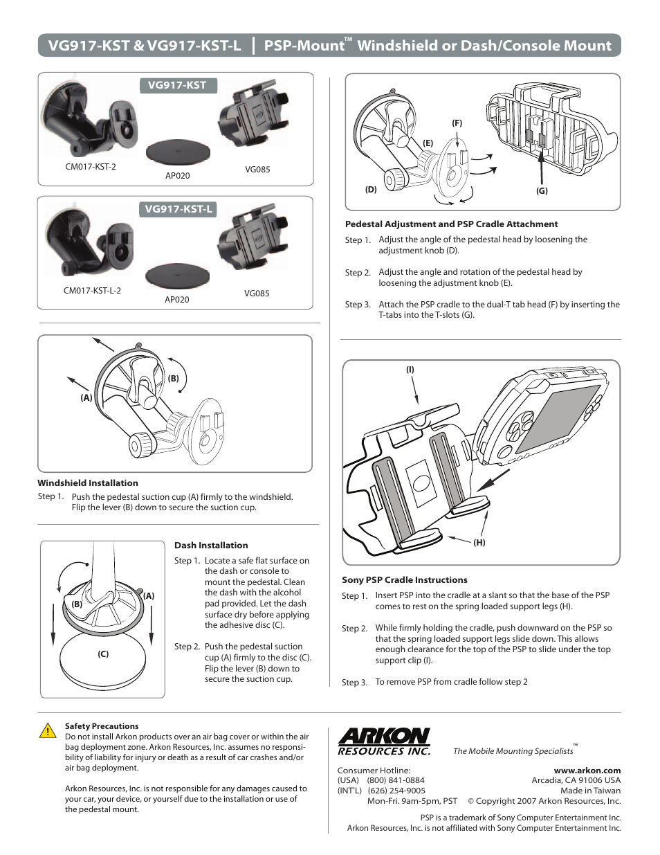 Bose VG917-KST User Manual | 1 page