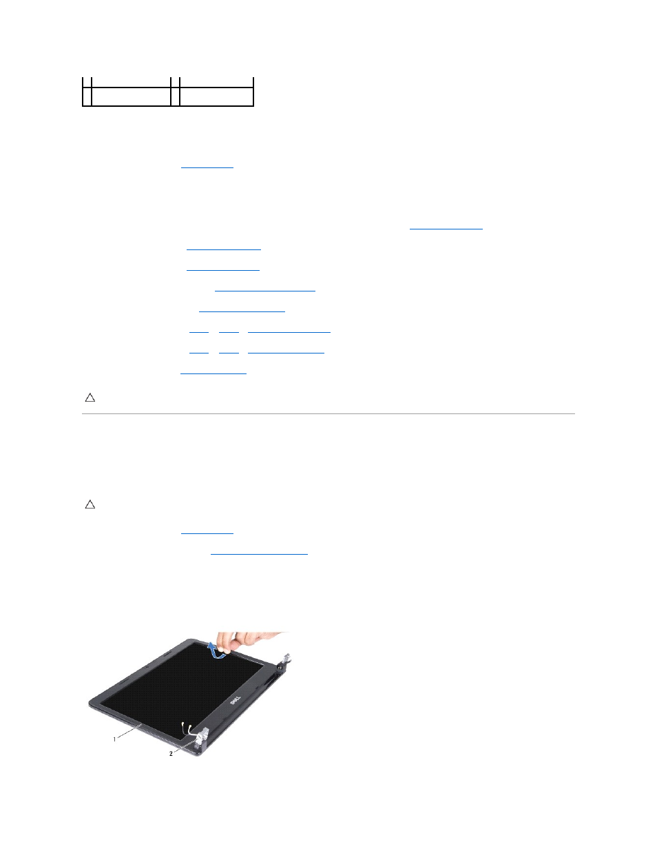 Display bezel, Replacing the display assembly, Removing the display bezel | Dell Inspiron 14 (N4020, Early 2010) User Manual | Page 18 / 47