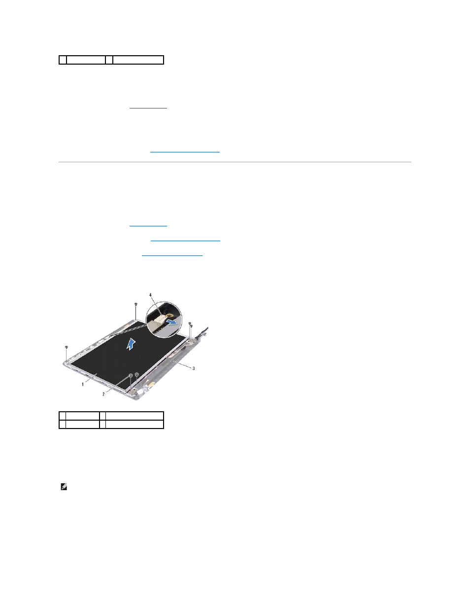 Display panel, Replacing the display bezel, Removing the display panel | Dell Inspiron 14 (N4020, Early 2010) User Manual | Page 19 / 47