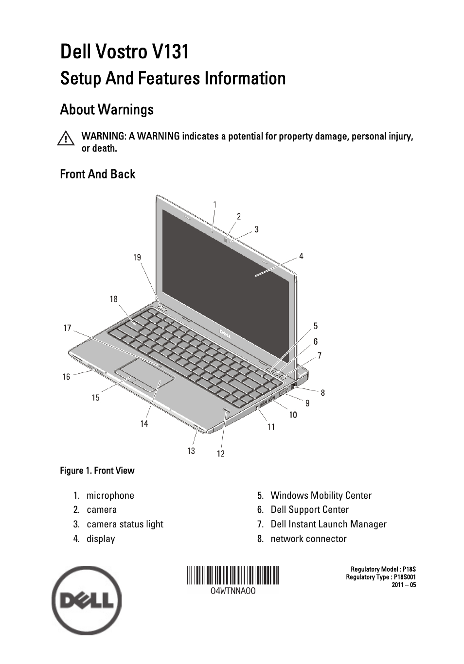 Dell Vostro V131 (Mid 2011) User Manual | 8 pages