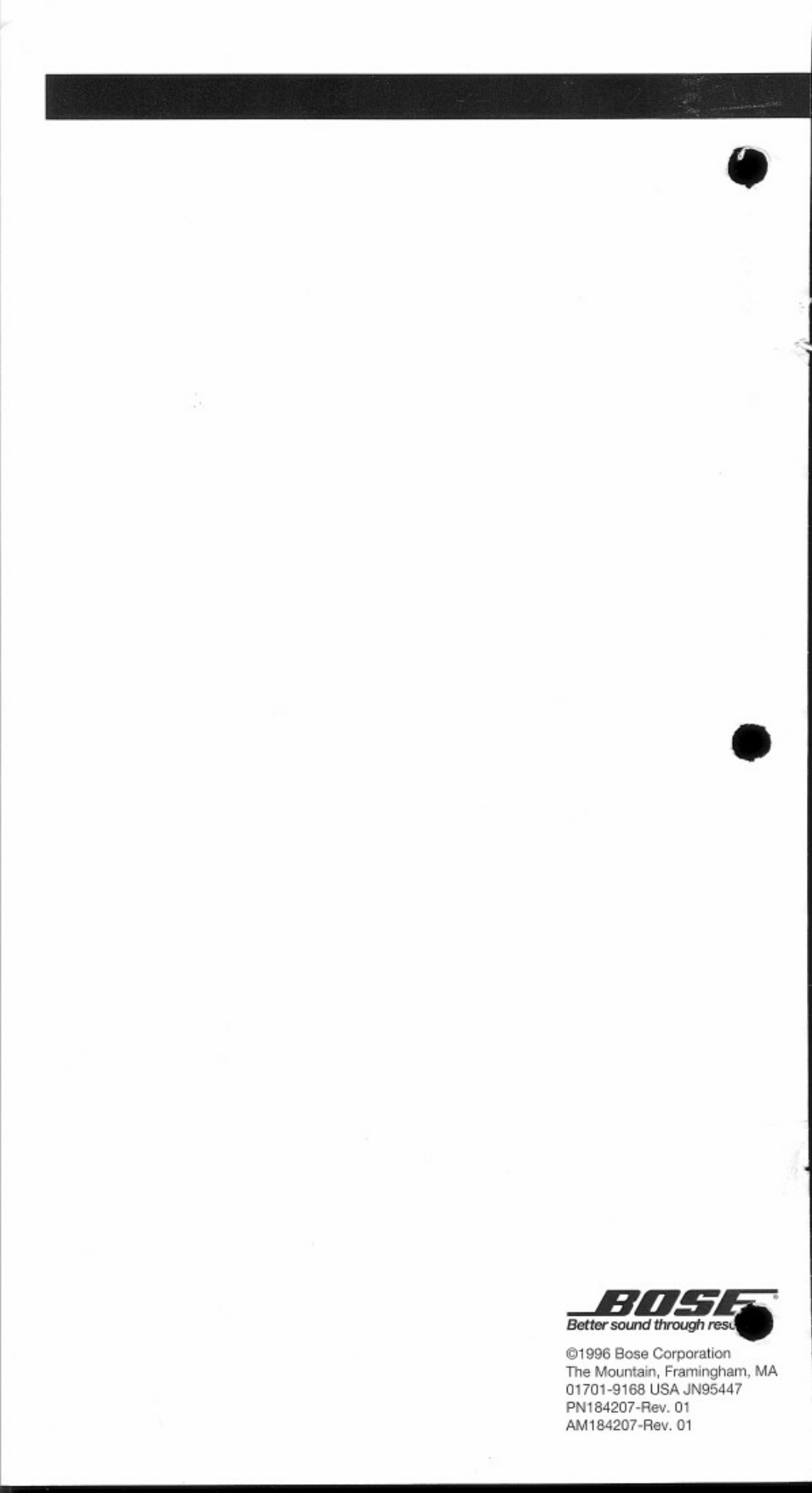 Bose Home Theater Speakers V-100 User Manual | Page 15 / 15