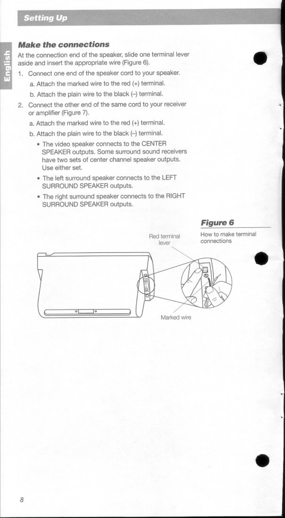 Setting up | Bose Home Theater Speakers V-100 User Manual | Page 8 / 15