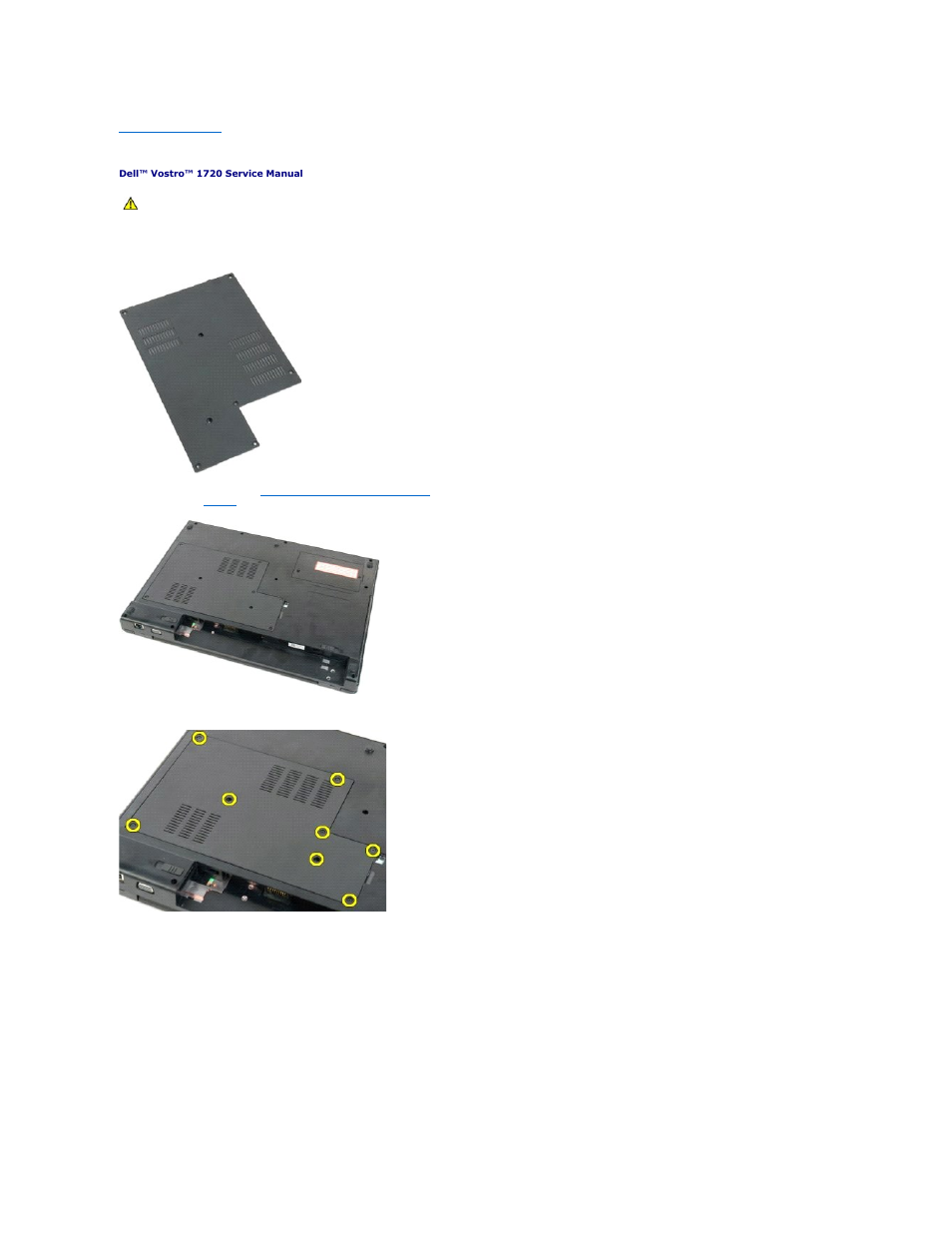 Access panel, Removing the access panel | Dell Vostro 1720 (Early 2009) User Manual | Page 10 / 66