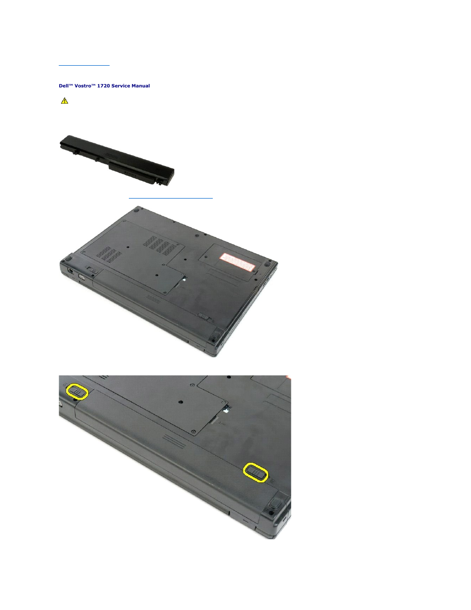 Battery, Removing the battery | Dell Vostro 1720 (Early 2009) User Manual | Page 12 / 66