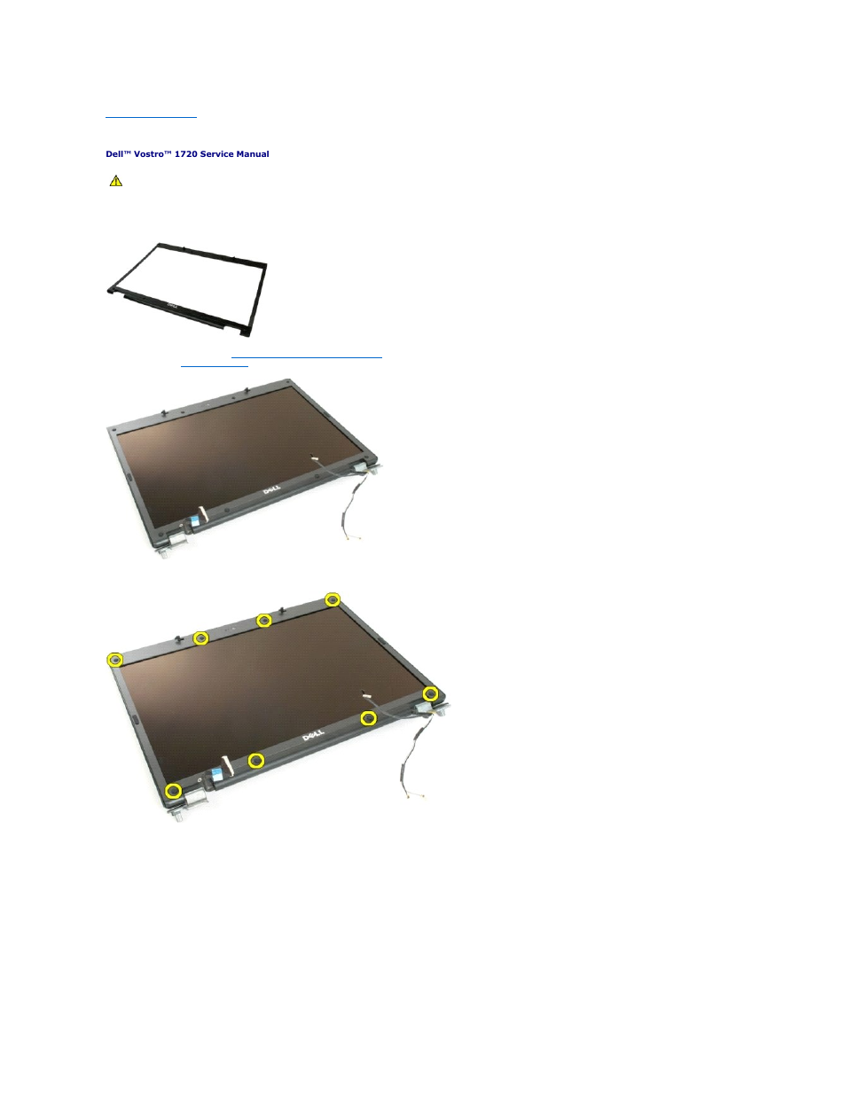 Display bezel, Removing the display bezel | Dell Vostro 1720 (Early 2009) User Manual | Page 19 / 66