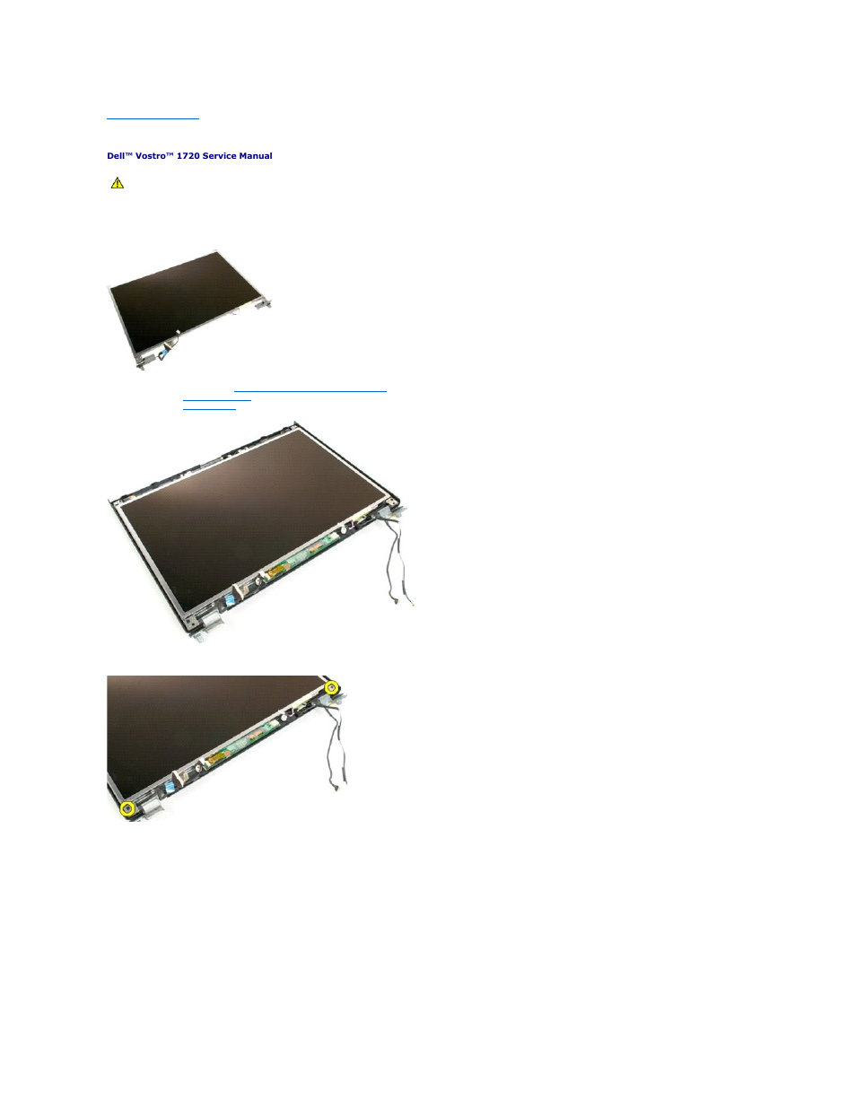 Lcd display panel, Removing the lcd display panel | Dell Vostro 1720 (Early 2009) User Manual | Page 27 / 66