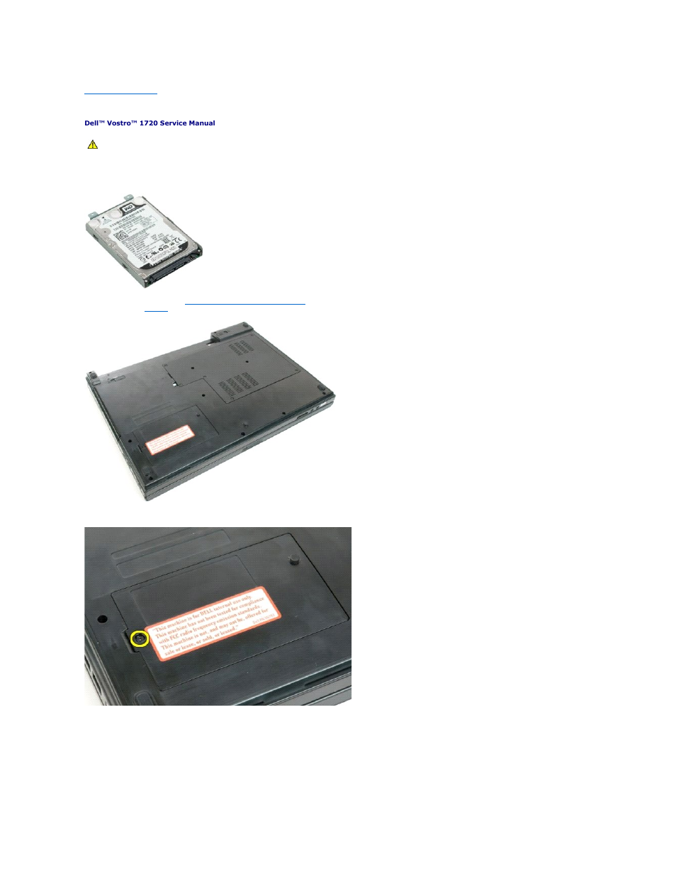 Hard drive, Removing the hard drive | Dell Vostro 1720 (Early 2009) User Manual | Page 36 / 66