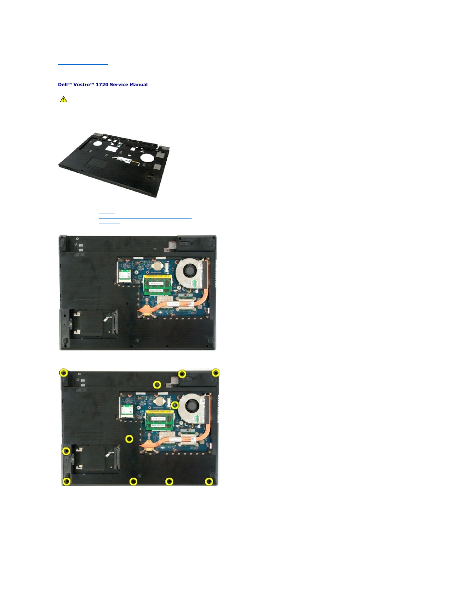 Palm rest, Removing the palm rest | Dell Vostro 1720 (Early 2009) User Manual | Page 47 / 66