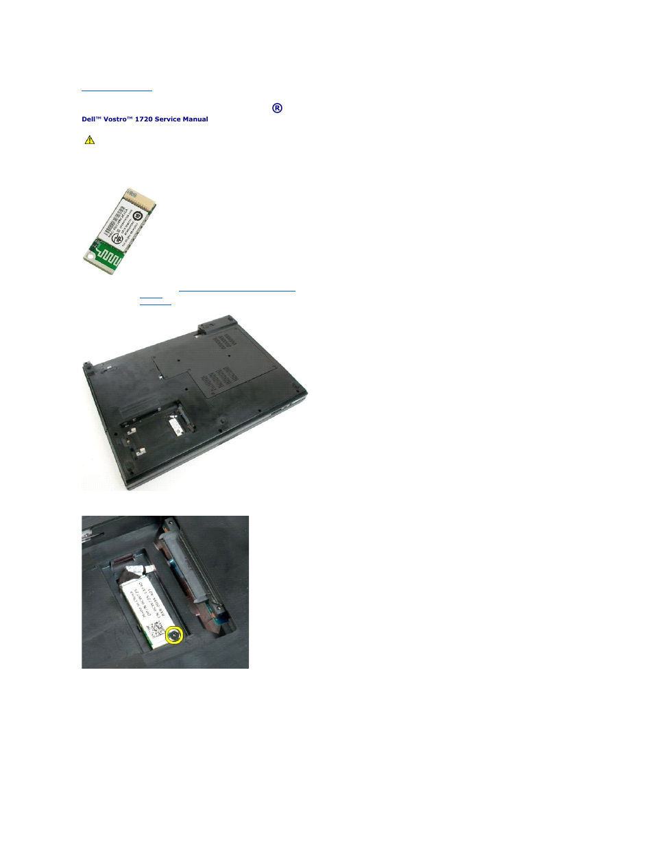 Internal card with bluetooth® wireless technology | Dell Vostro 1720 (Early 2009) User Manual | Page 63 / 66