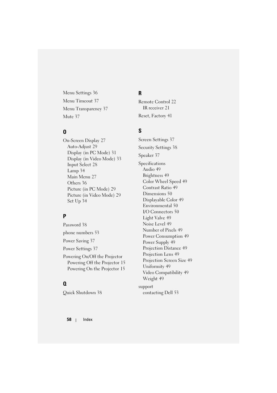 Dell 1410X Projector User Manual | Page 58 / 59