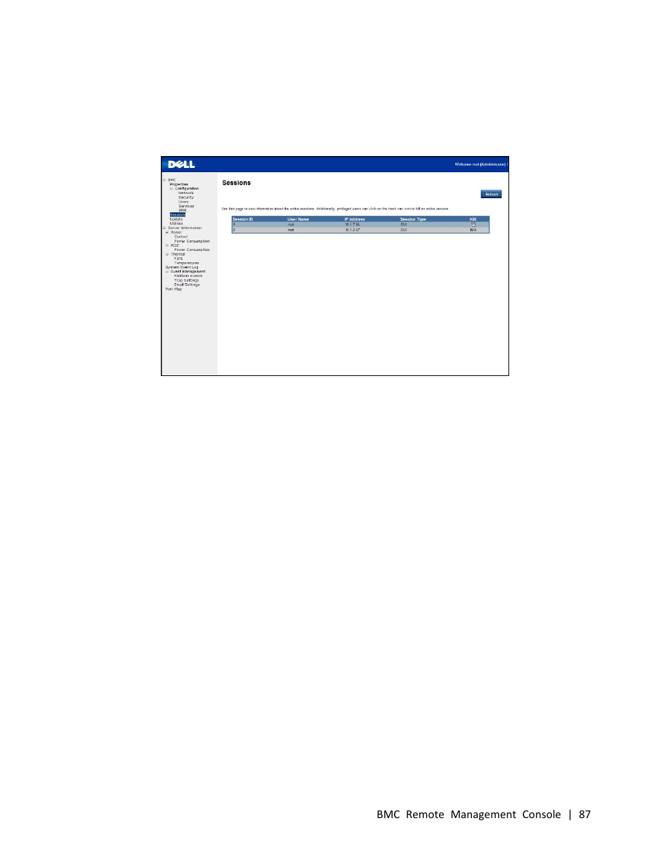 Sessions | Dell PowerEdge C410x User Manual | Page 87 / 104