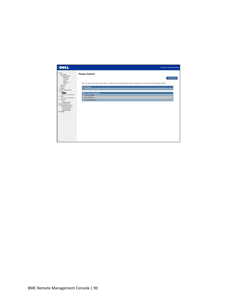 Server information, Power control | Dell PowerEdge C410x User Manual | Page 90 / 104
