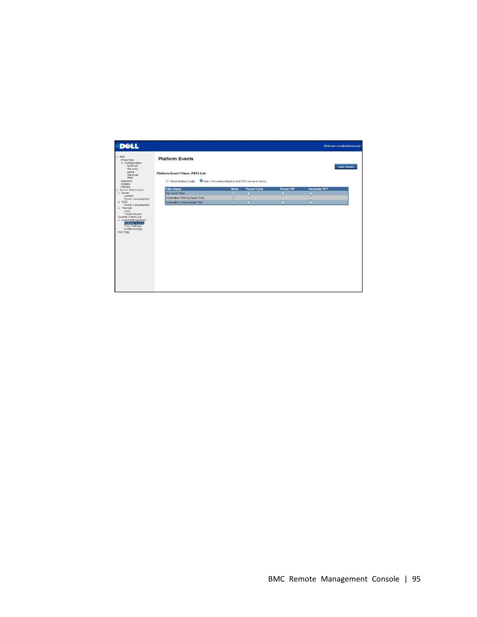 Platform events | Dell PowerEdge C410x User Manual | Page 95 / 104