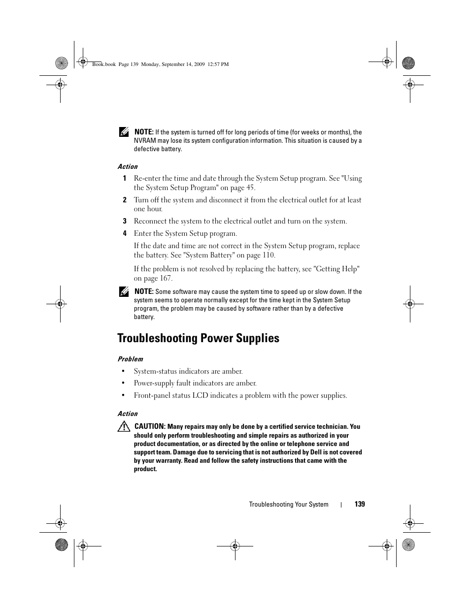 Troubleshooting power supplies | Dell PowerVault DL2000 User Manual | Page 139 / 188