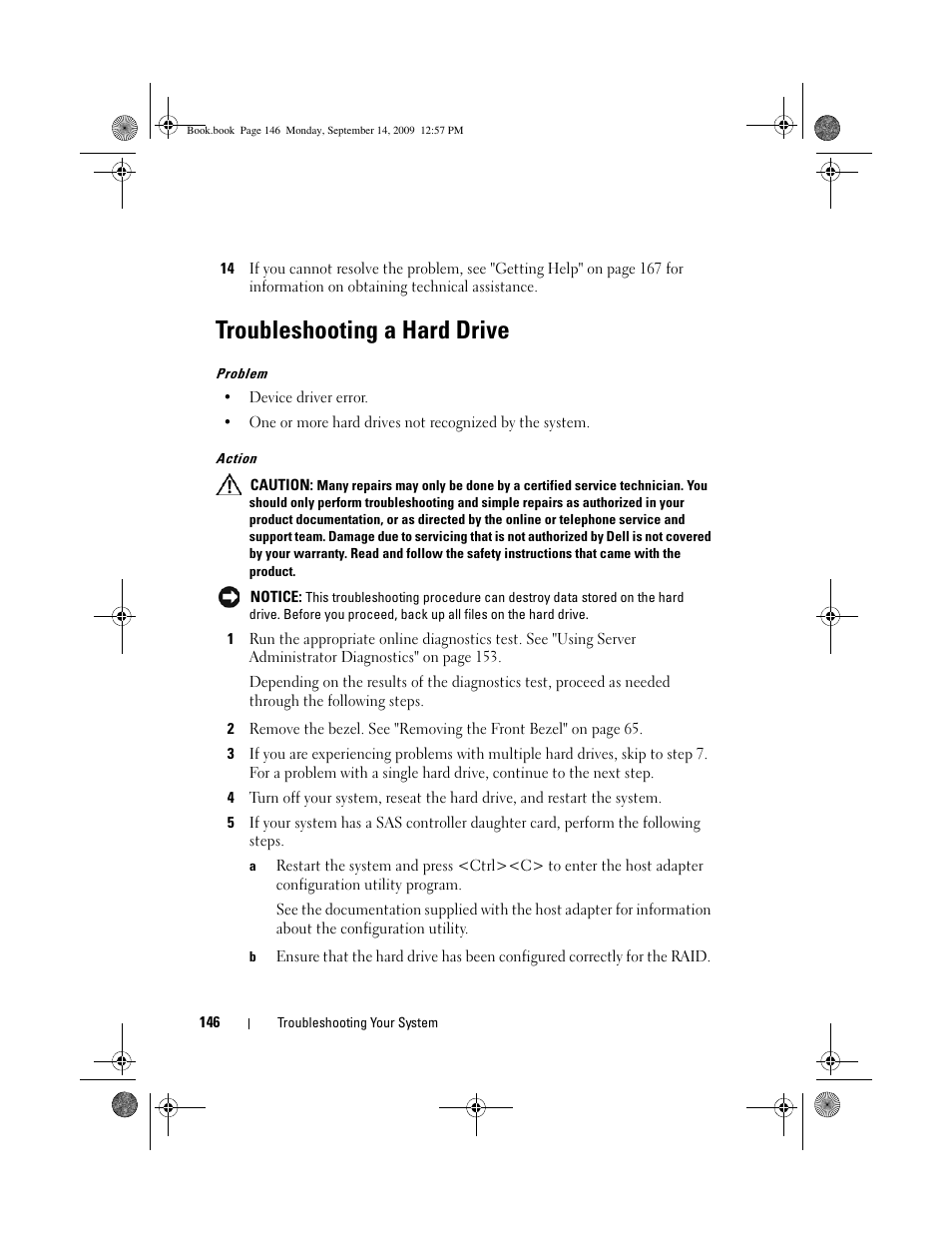 Troubleshooting a hard drive | Dell PowerVault DL2000 User Manual | Page 146 / 188