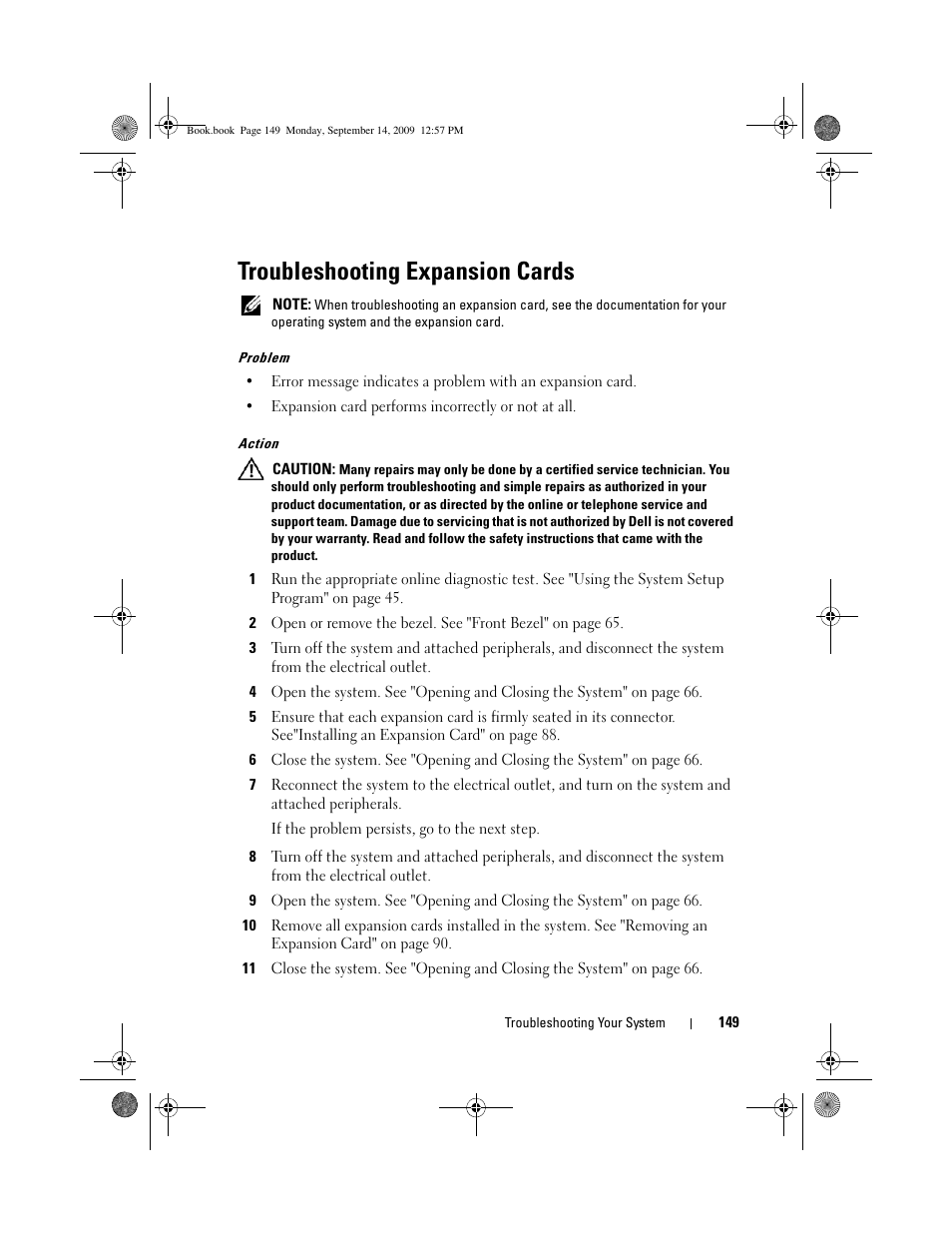 Troubleshooting expansion cards | Dell PowerVault DL2000 User Manual | Page 149 / 188