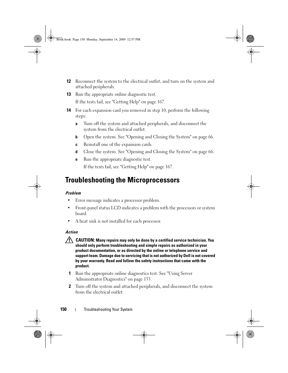 Troubleshooting the microprocessors | Dell PowerVault DL2000 User Manual | Page 150 / 188