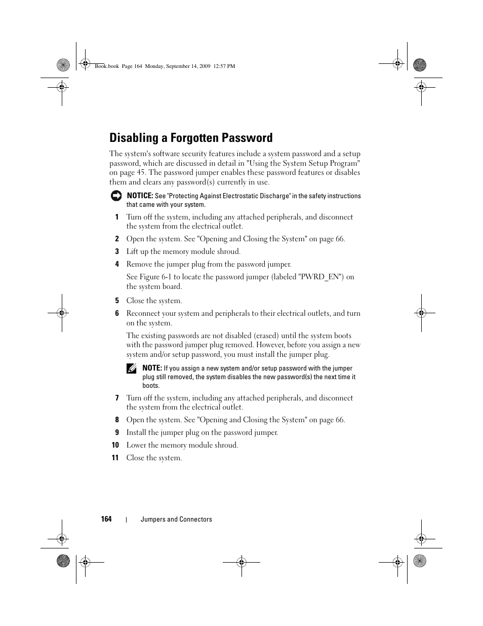 Disabling a forgotten password | Dell PowerVault DL2000 User Manual | Page 164 / 188