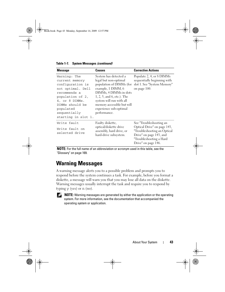 Warning messages | Dell PowerVault DL2000 User Manual | Page 43 / 188