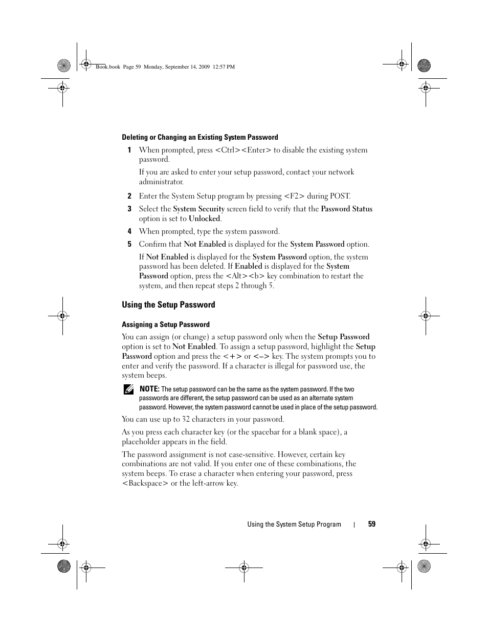 Using the setup password | Dell PowerVault DL2000 User Manual | Page 59 / 188