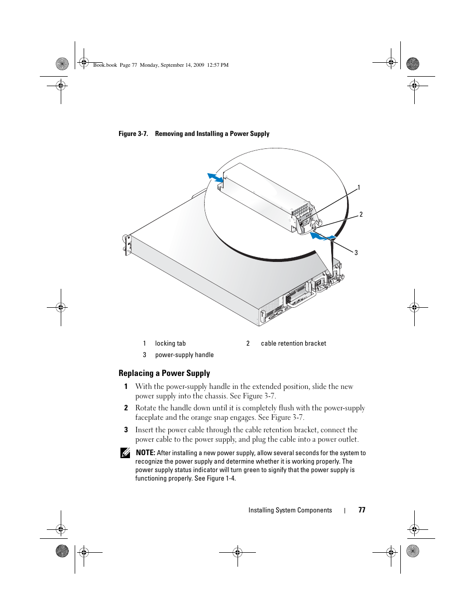 Replacing a power supply | Dell PowerVault DL2000 User Manual | Page 77 / 188