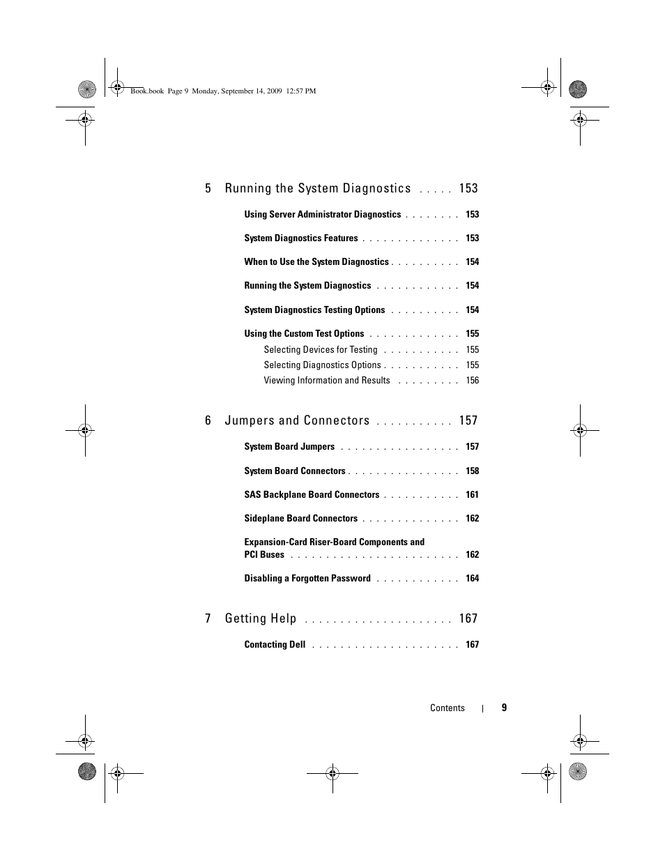 5running the system diagnostics, 6jumpers and connectors, 7getting help | Dell PowerVault DL2000 User Manual | Page 9 / 188