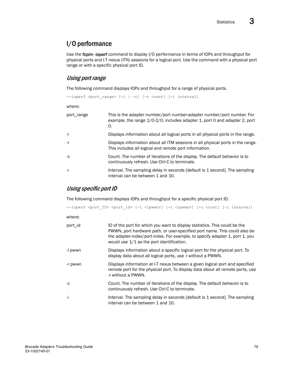 I/o performance, Using port range, Using specific port id | Dell Brocade Adapters User Manual | Page 103 / 172