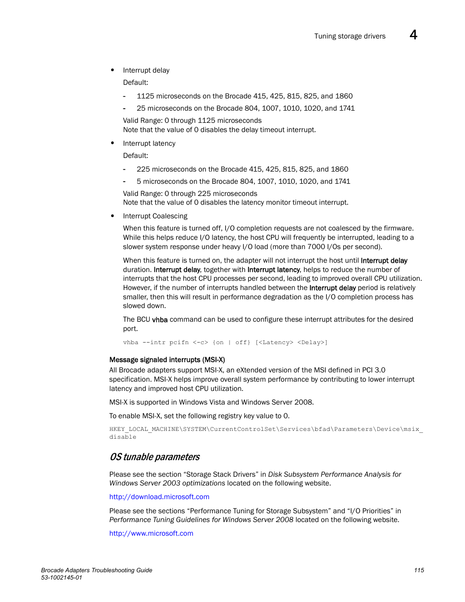 Os tunable parameters | Dell Brocade Adapters User Manual | Page 139 / 172