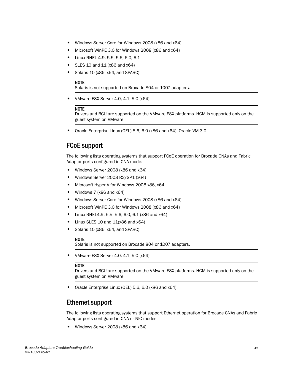Fcoe support, Ethernet support | Dell Brocade Adapters User Manual | Page 15 / 172