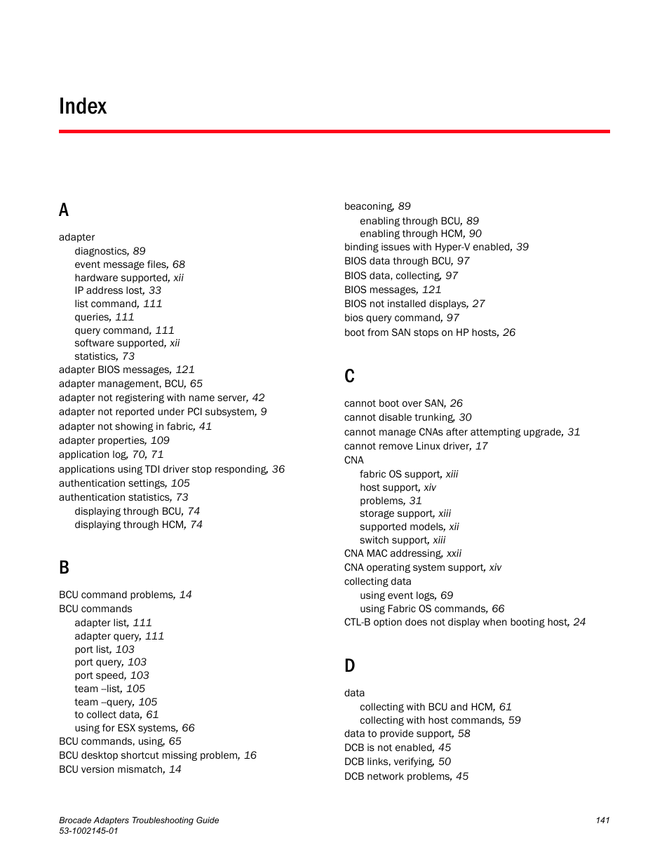 Index | Dell Brocade Adapters User Manual | Page 165 / 172