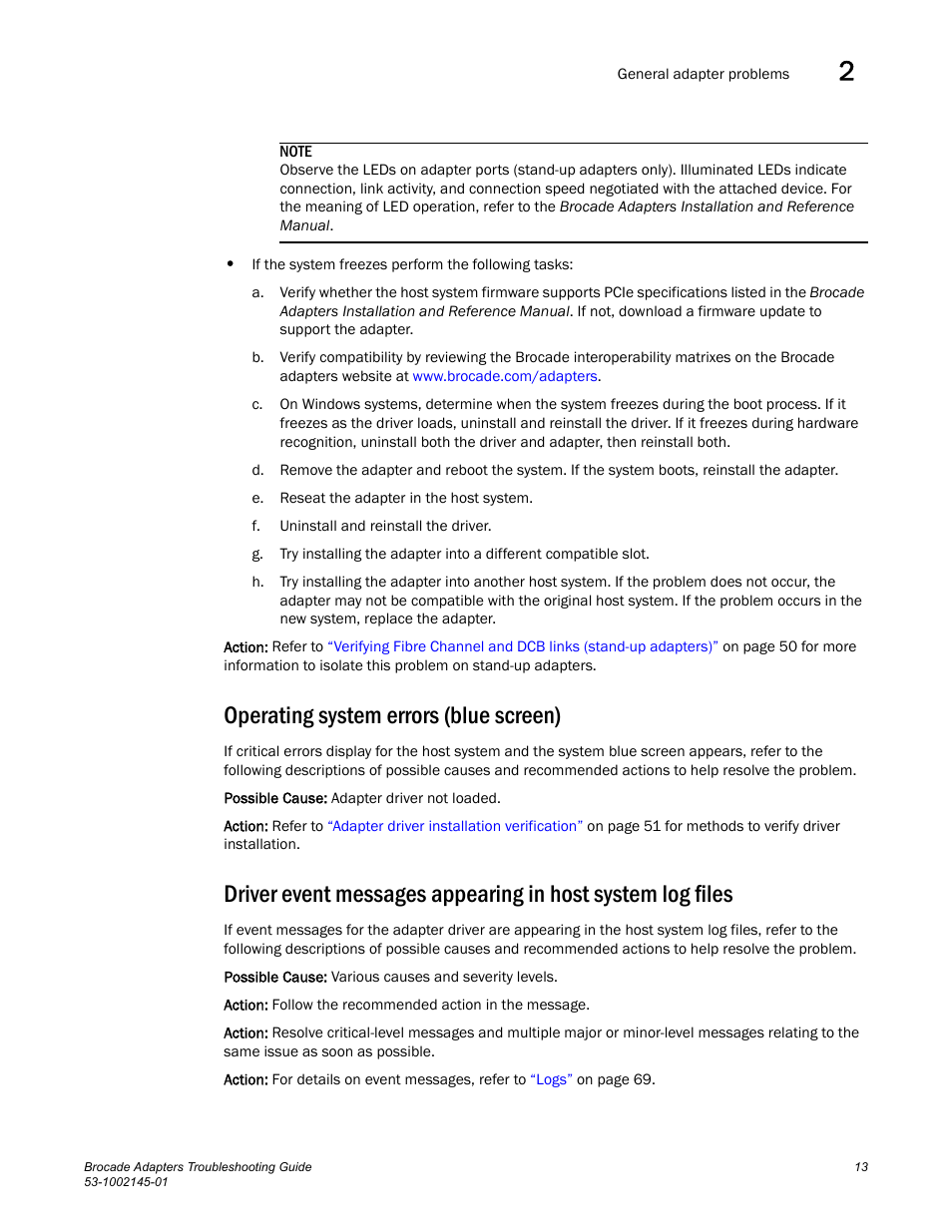 Operating system errors (blue screen) | Dell Brocade Adapters User Manual | Page 37 / 172