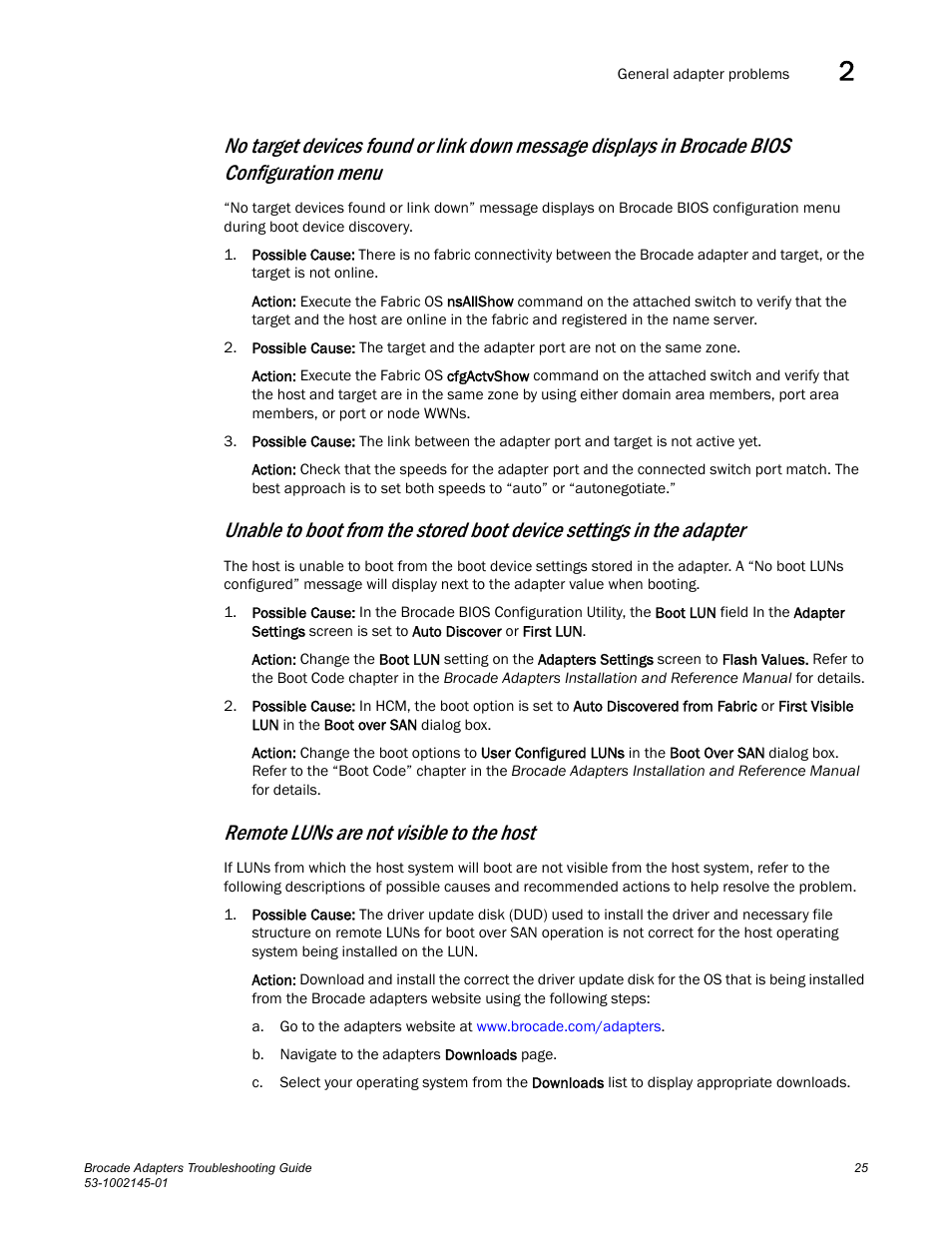 Remote luns are not visible to the host | Dell Brocade Adapters User Manual | Page 49 / 172