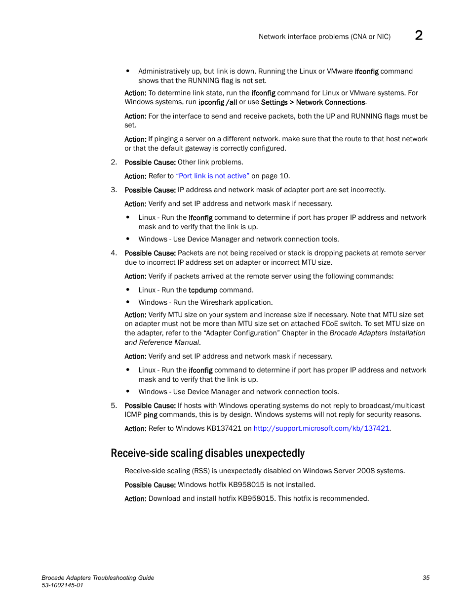 Receive-side scaling disables unexpectedly | Dell Brocade Adapters User Manual | Page 59 / 172