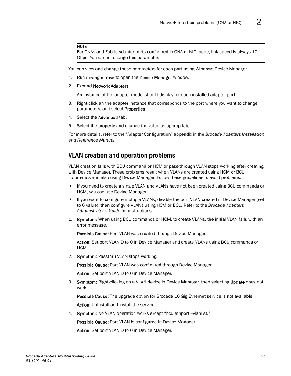 Vlan creation and operation problems | Dell Brocade Adapters User Manual | Page 61 / 172