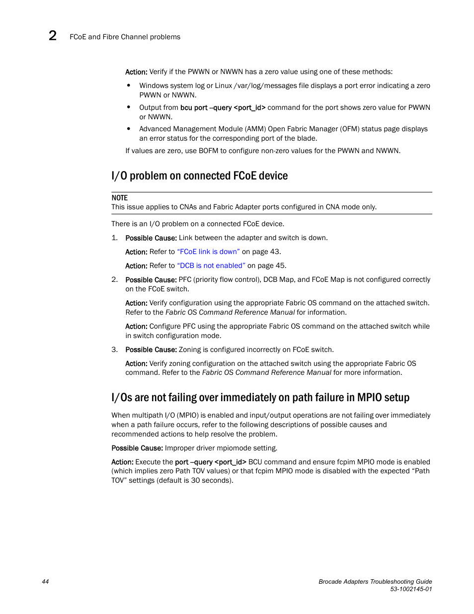 I/o problem on connected fcoe device | Dell Brocade Adapters User Manual | Page 68 / 172