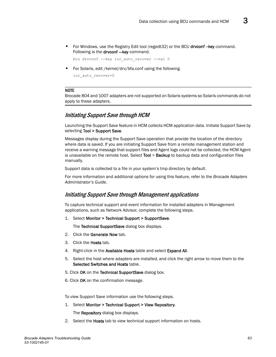 Initiating support save through hcm | Dell Brocade Adapters User Manual | Page 87 / 172