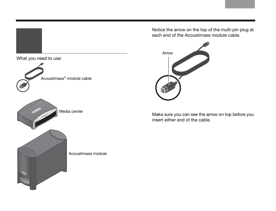 Connecting the module to the media center | Bose GS SERIES III 3.2.1 User Manual | Page 14 / 108