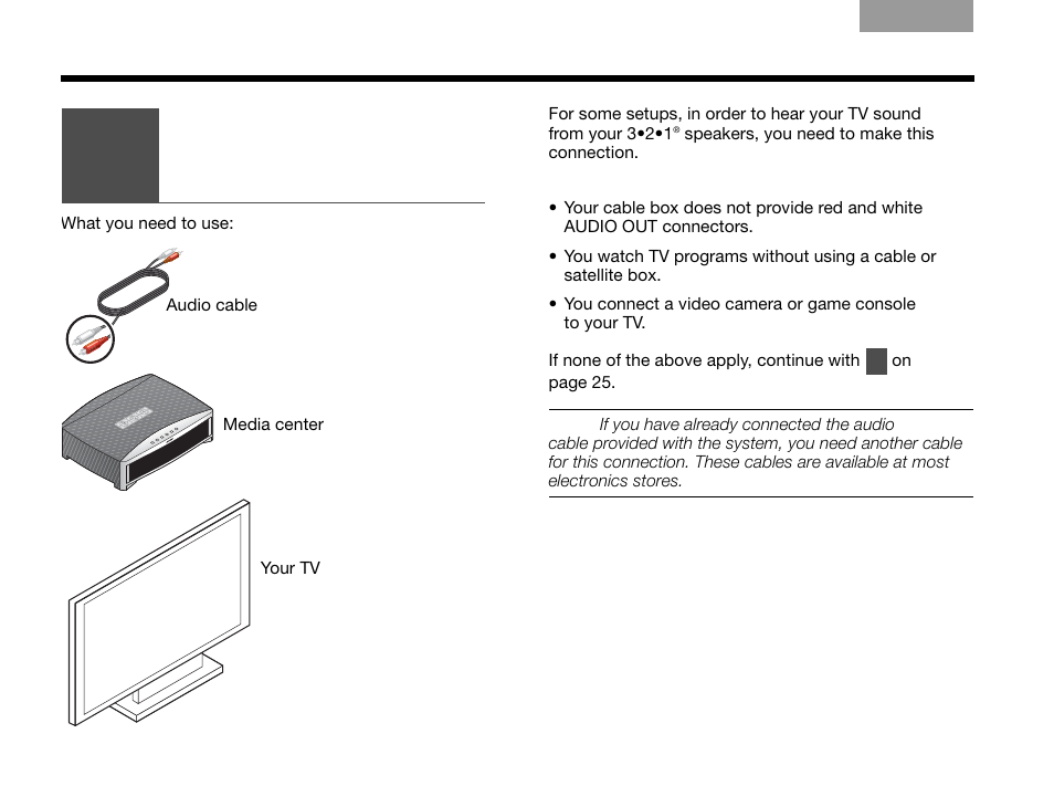 Connecting audio from your tv as an option 22, Connecting audio from your tv as an option | Bose GS SERIES III 3.2.1 User Manual | Page 26 / 108