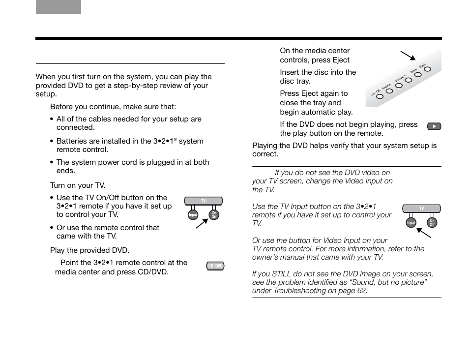Trying out the dvd, Irst | Bose GS SERIES III 3.2.1 User Manual | Page 37 / 108