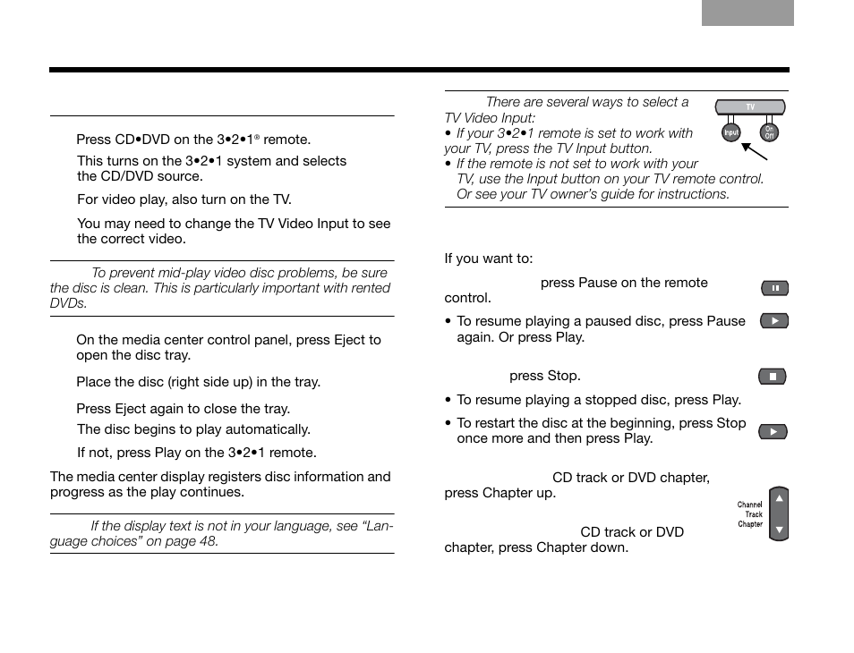 Playing a video disc or cd, Selecting a play option, Peration | Bose GS SERIES III 3.2.1 User Manual | Page 44 / 108