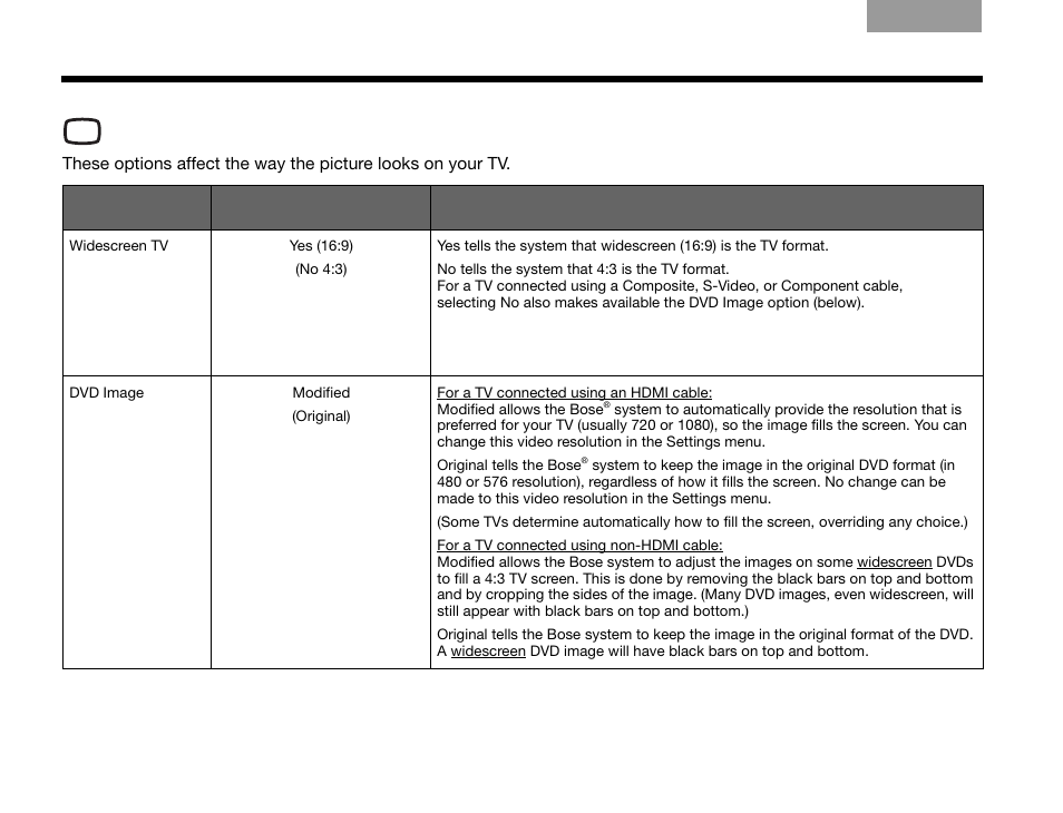 Video options | Bose GS SERIES III 3.2.1 User Manual | Page 54 / 108